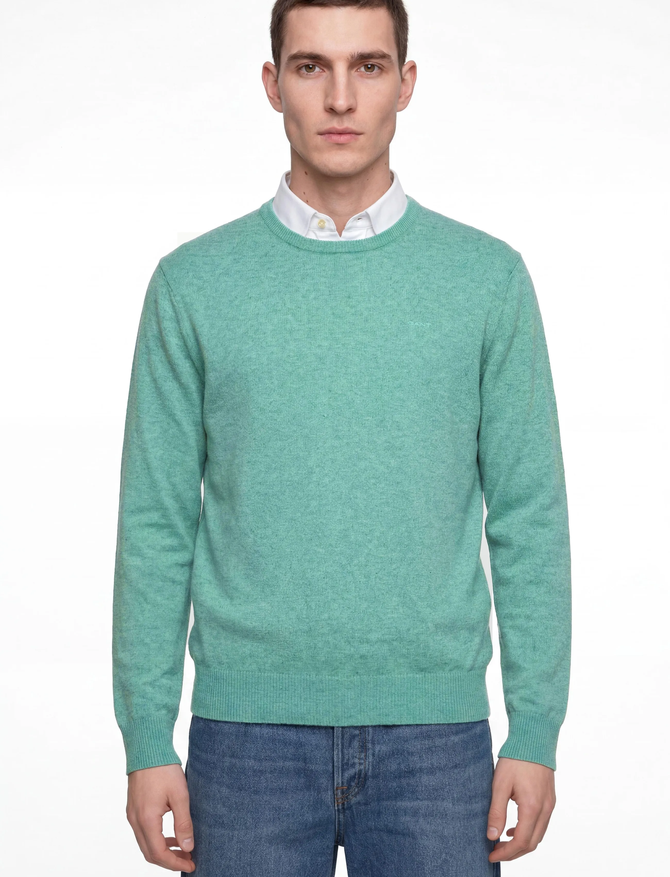 Gant - SLUB COTTON LINEN C-NECK - rund hals - ocean green melange - 3