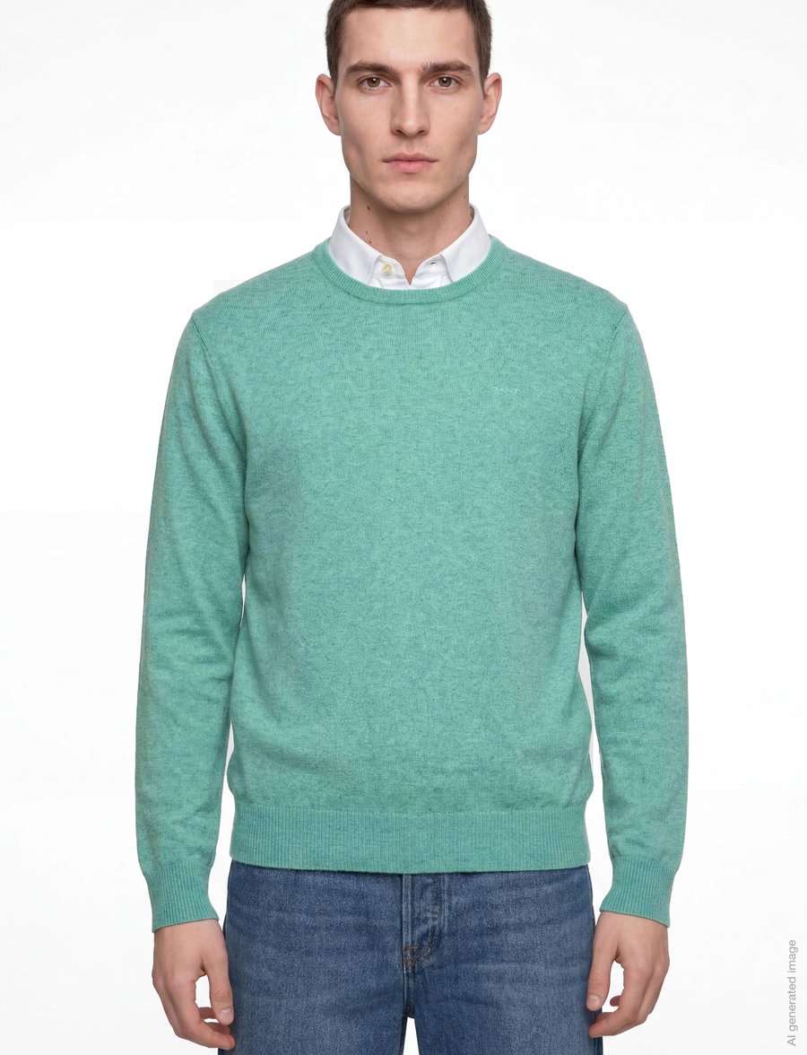 Gant - SLUB COTTON LINEN C-NECK - rund hals - ocean green melange - 3
