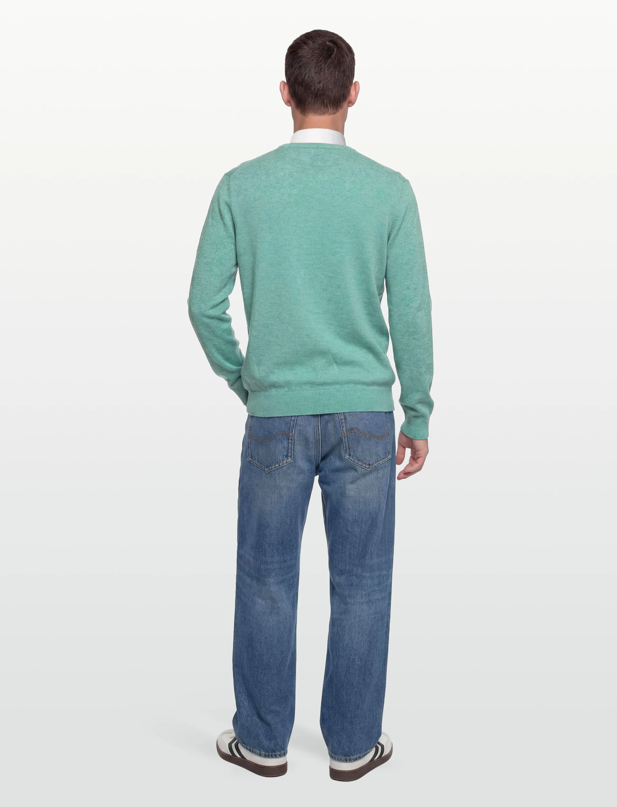 Gant - SLUB COTTON LINEN C-NECK - rund hals - ocean green melange - 4