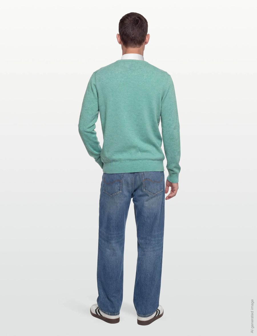 Gant - SLUB COTTON LINEN C-NECK - rund hals - ocean green melange - 4