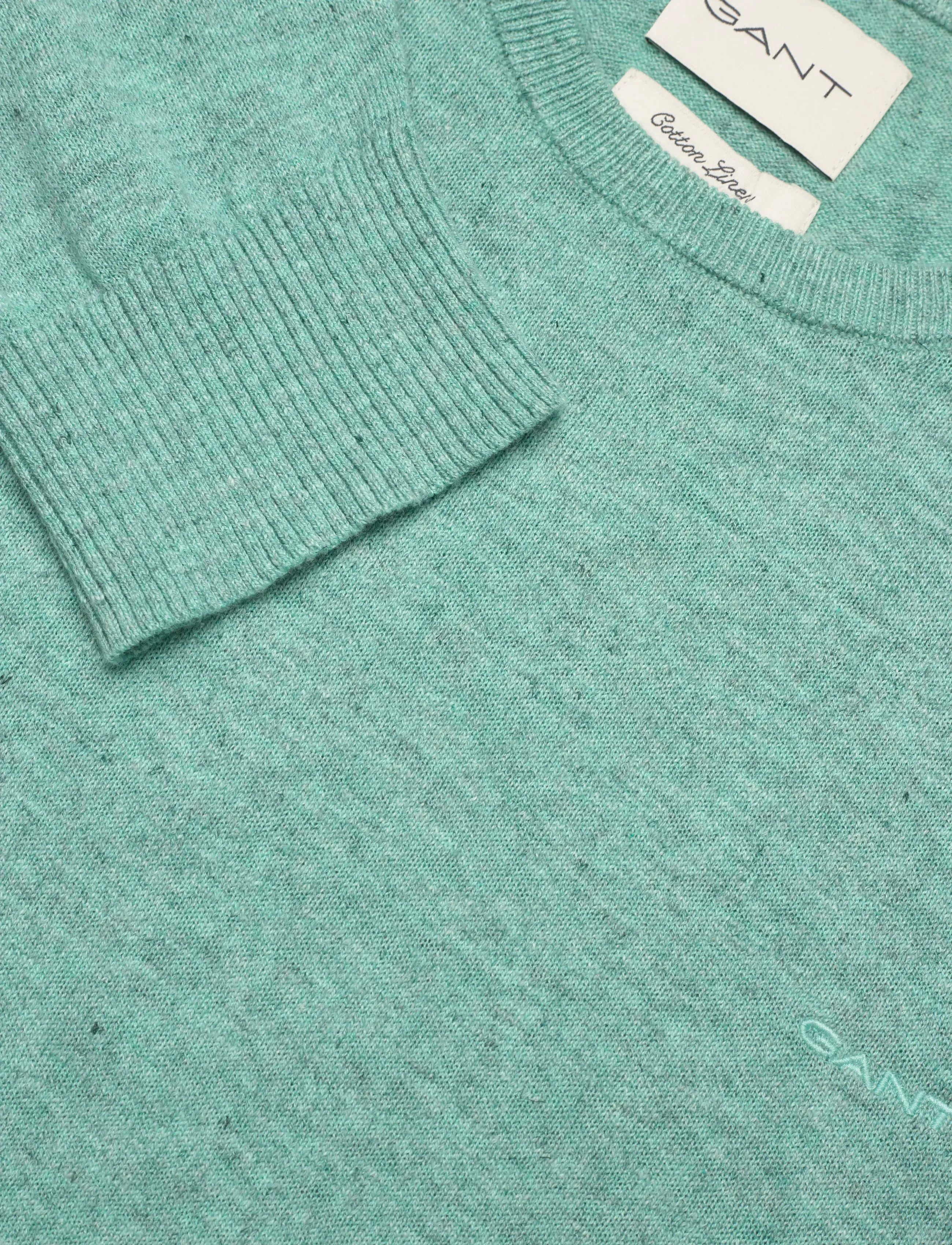Gant - SLUB COTTON LINEN C-NECK - rund hals - ocean green melange - 5