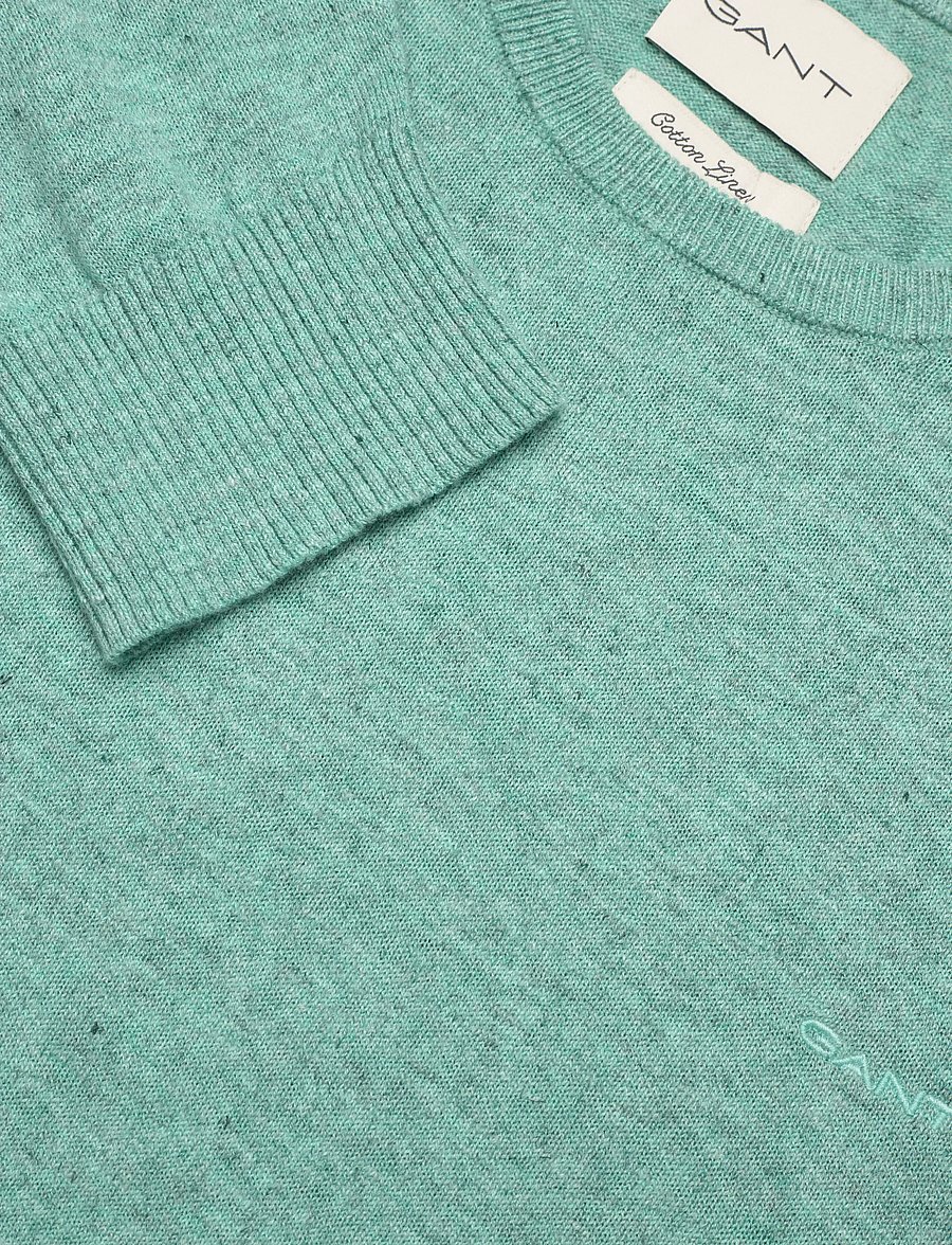 Gant - SLUB COTTON LINEN C-NECK - rund hals - ocean green melange - 5