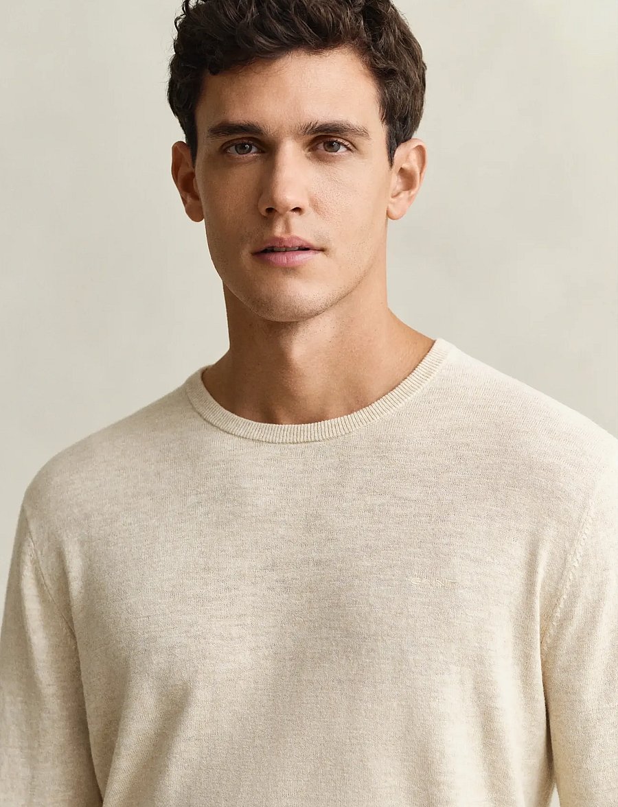 Gant - SLUB COTTON LINEN C-NECK - rund hals - seed melange - 3