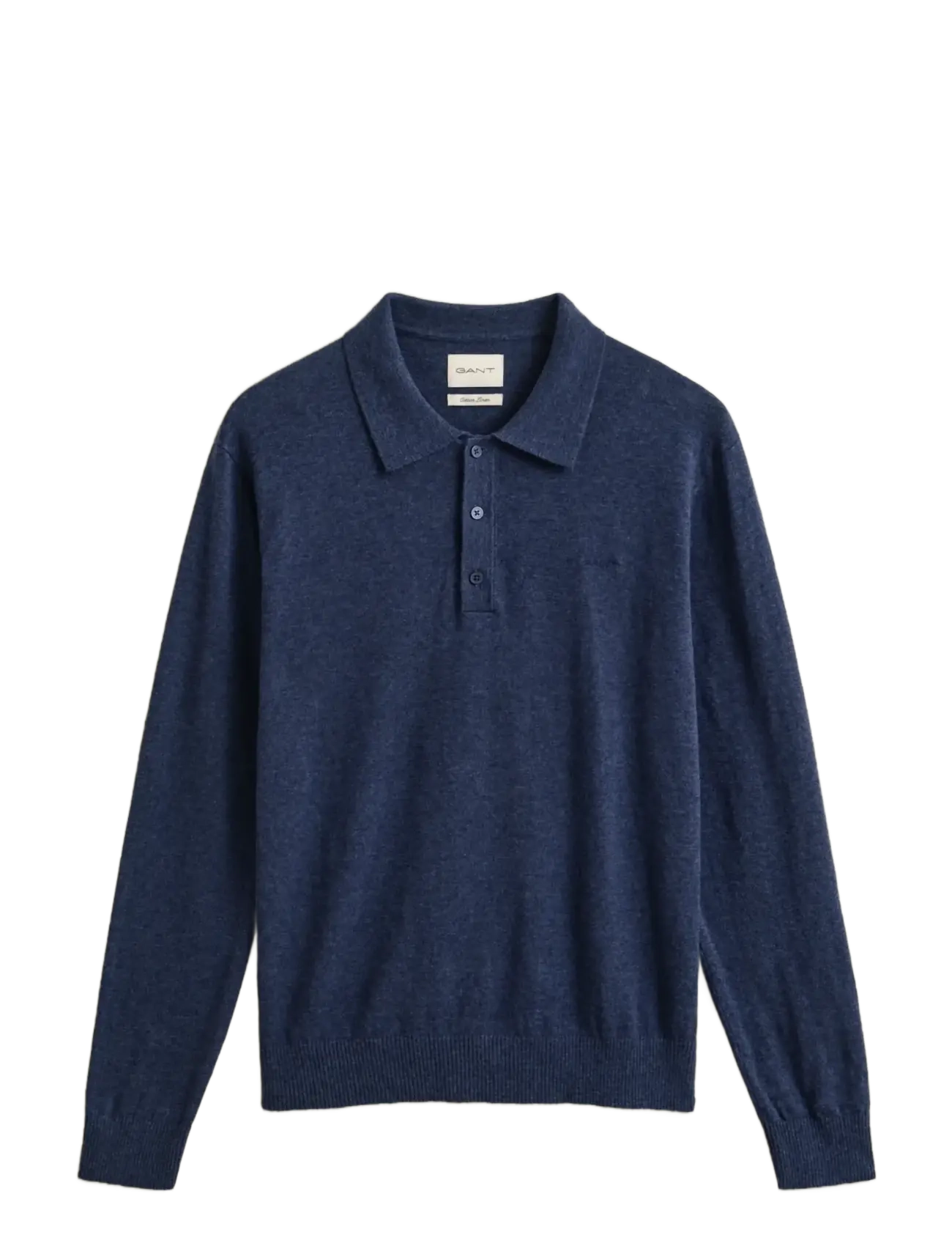 GANT SLUB COTTON LINEN POLO - Gestrickte Polohemden - DARK INDIGO MELANGE / navy