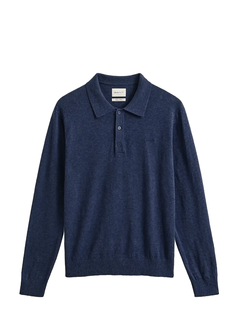 GANT - SLUB COTTON LINEN POLO - kootud polosärgid - dark indigo melange - 1