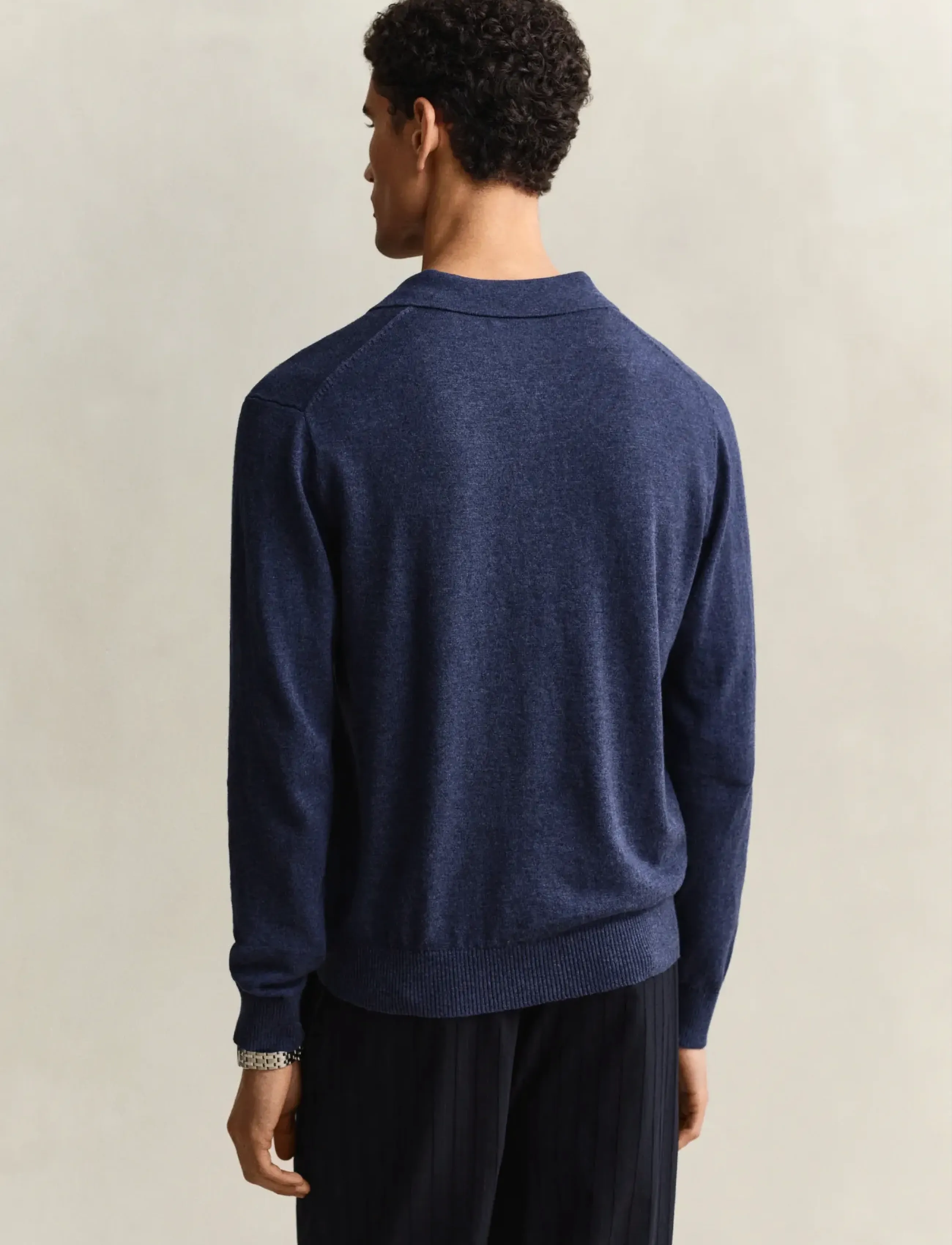 Gant - SLUB COTTON LINEN POLO - pikkade varrukatega kootud polosärgid - dark indigo melange - 2