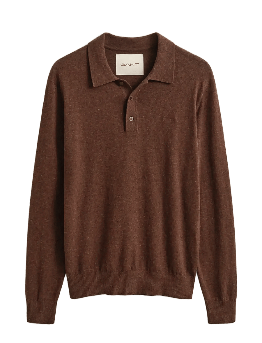Gant - SLUB COTTON LINEN POLO - prjónaðir, síðerma pólóbolir - hazelnut melange - 1