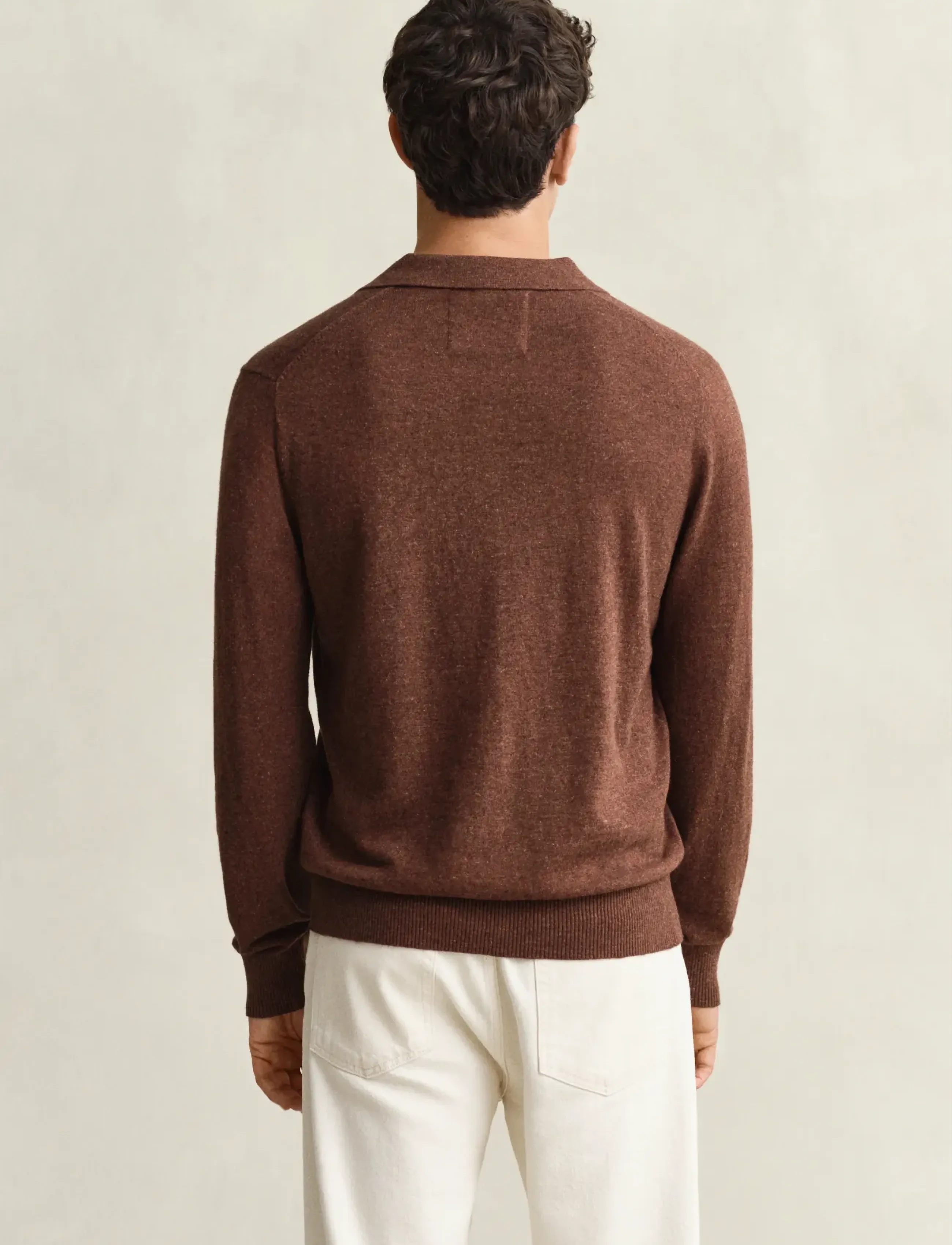Gant - SLUB COTTON LINEN POLO - prjónaðir, síðerma pólóbolir - hazelnut melange - 2