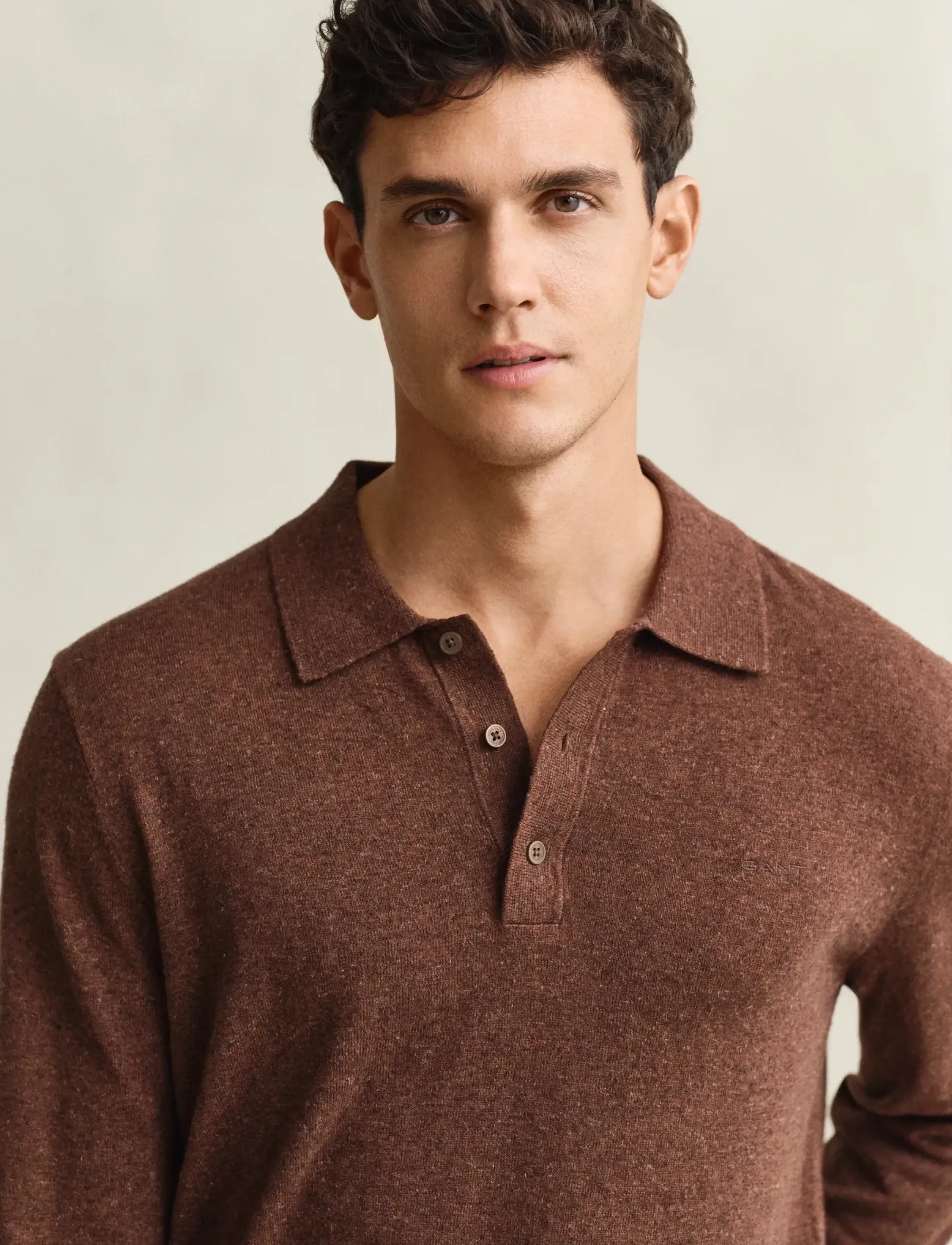 Gant - SLUB COTTON LINEN POLO - prjónaðir, síðerma pólóbolir - hazelnut melange - 3