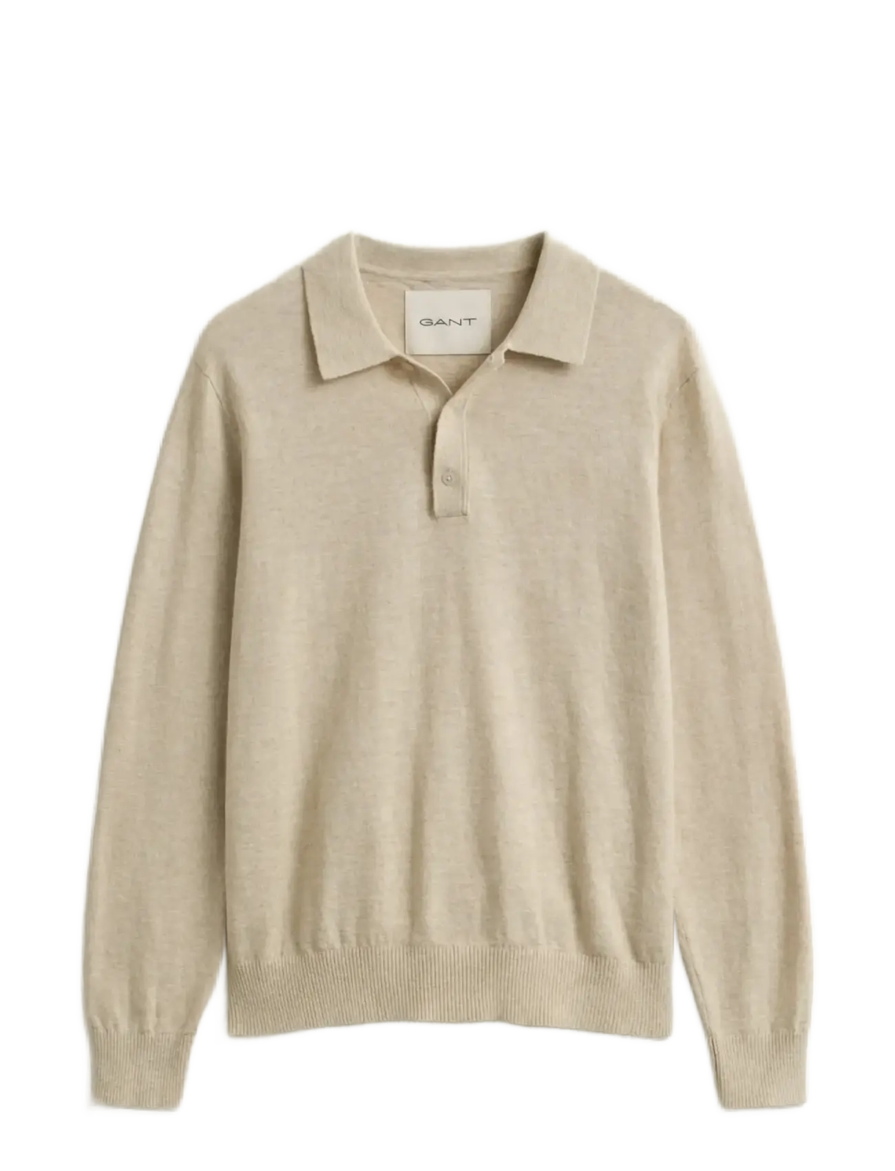 GANT SLUB COTTON LINEN POLO - Gestrickte Polohemden - SEED MELANGE / beige