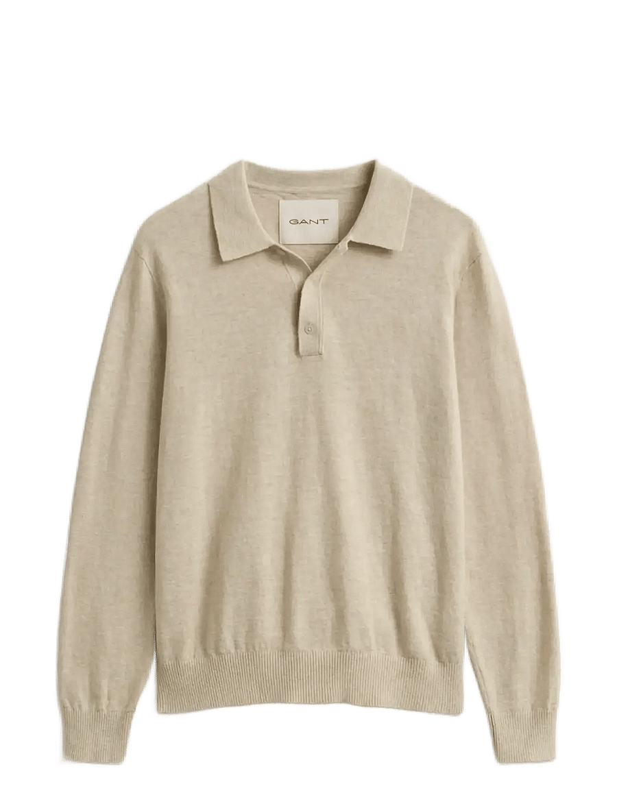Gant - SLUB COTTON LINEN POLO - poloer i strik med lange ærmer - seed melange - 1