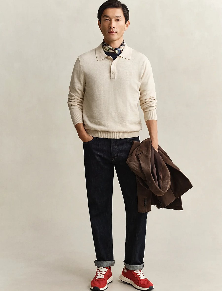 Gant - SLUB COTTON LINEN POLO - poloer i strik med lange ærmer - seed melange - 4