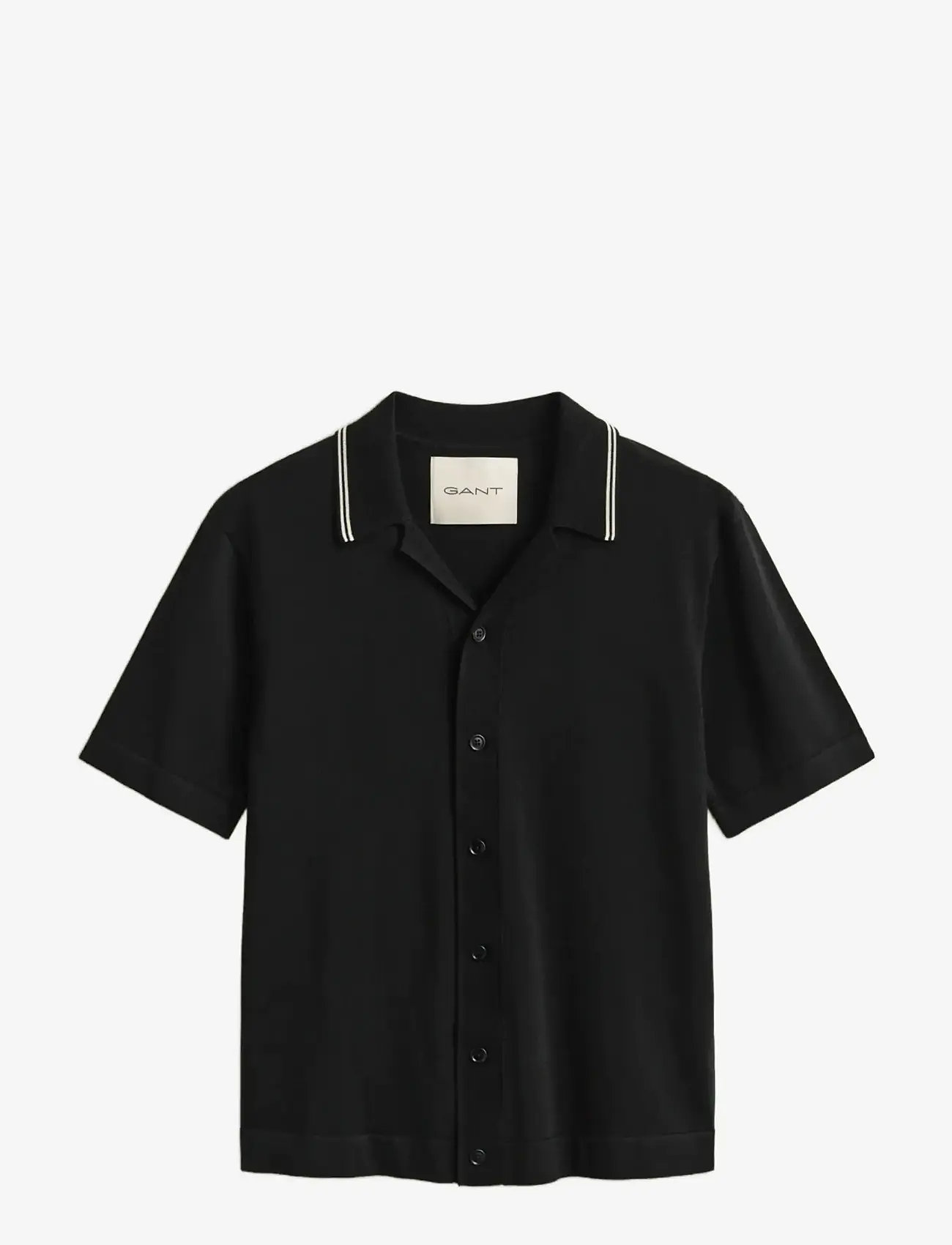 GANT - RESORT COLLAR POLO - gestrickte polohemden - black - 1