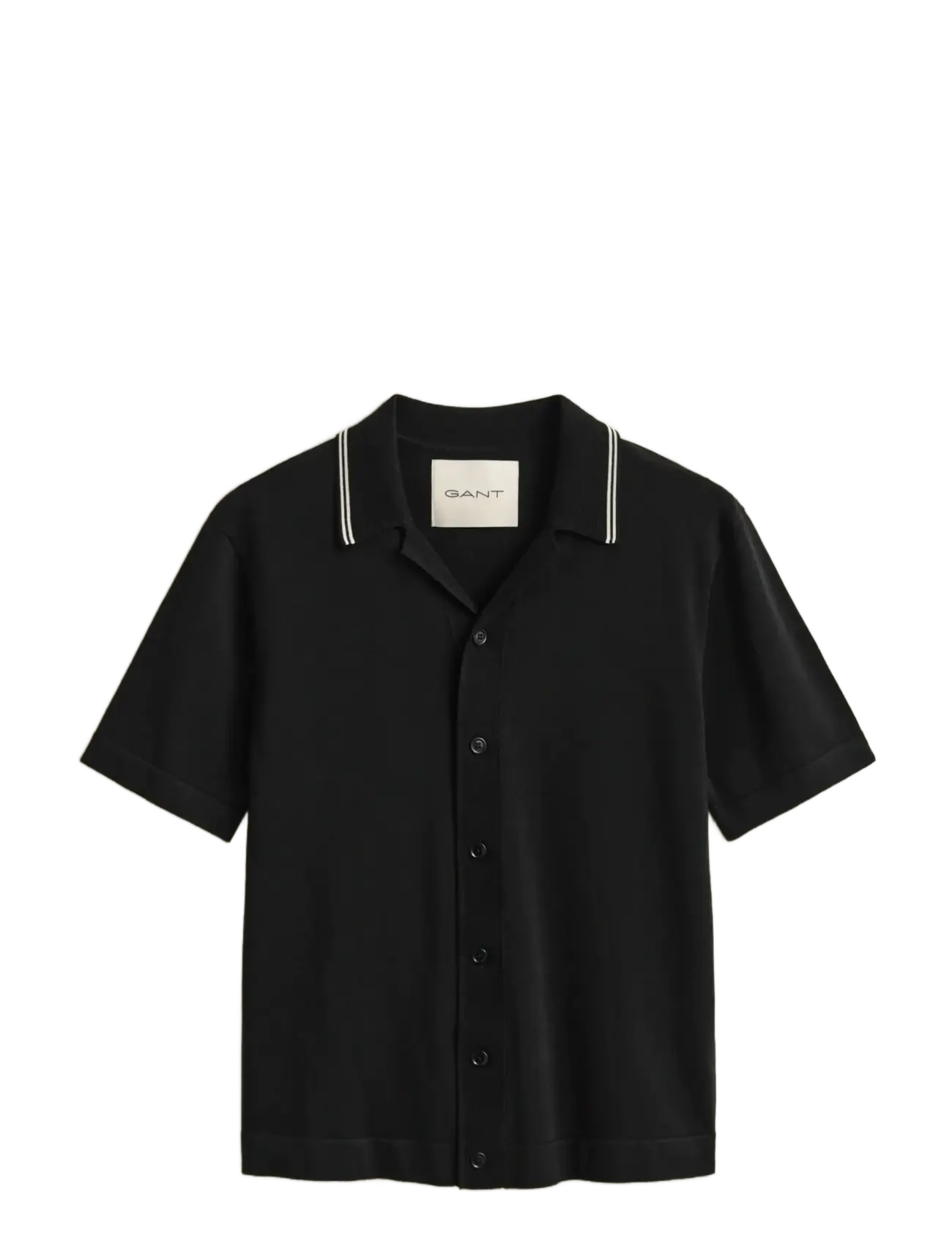 GANT RESORT COLLAR POLO - Gestrickte Polohemden - BLACK / black