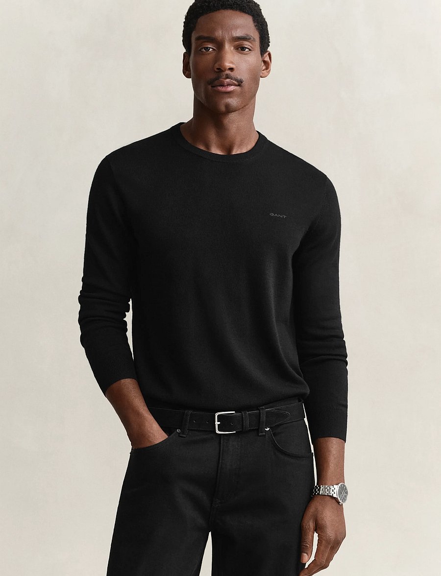 Gant - EXTRAFINE MERINO WOOL C-NECK - rund hals - black - 0