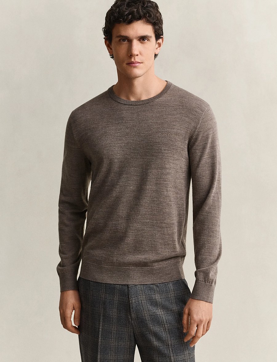 Gant - EXTRAFINE MERINO WOOL C-NECK - rundhals - dark hazelnut melange - 0