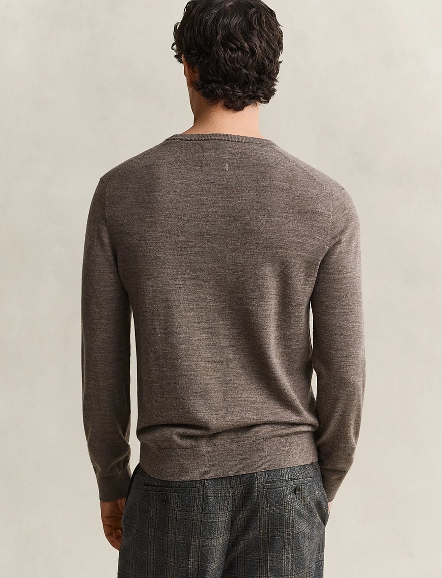 Gant - EXTRAFINE MERINO WOOL C-NECK - rundhals - dark hazelnut melange - 2