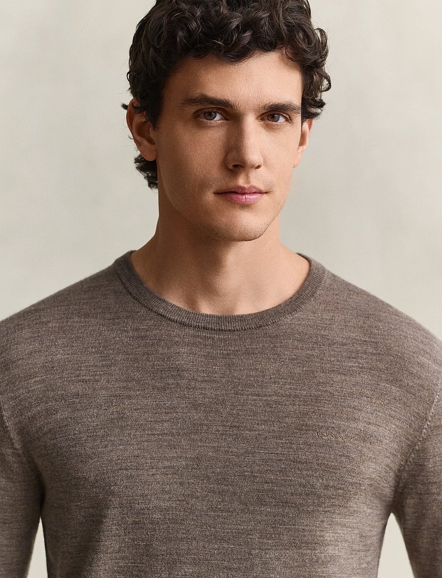 Gant - EXTRAFINE MERINO WOOL C-NECK - rundhals - dark hazelnut melange - 3