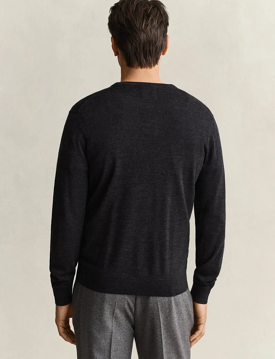 Gant - EXTRAFINE MERINO WOOL C-NECK - round necks - dk charcoal melange - 2