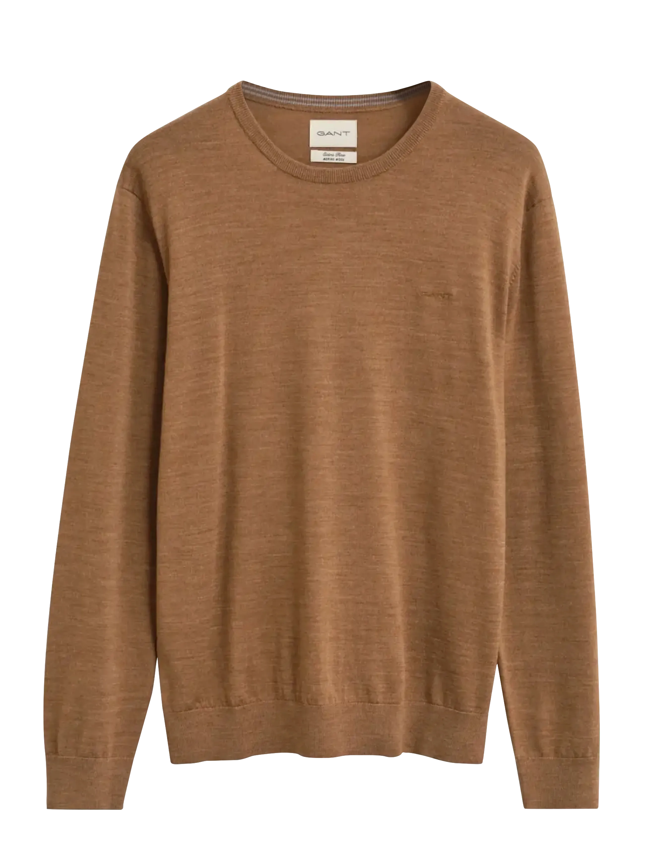 EXTRAFINE MERINO WOOL C-NECK - DK. SAND MELANGE
