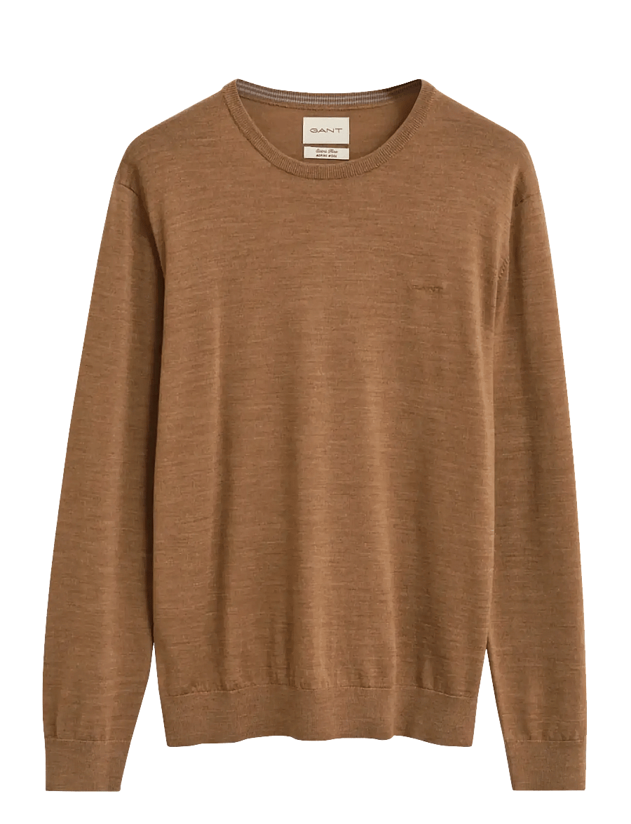 Gant - EXTRAFINE MERINO WOOL C-NECK - rundhals - dk. sand melange - 1