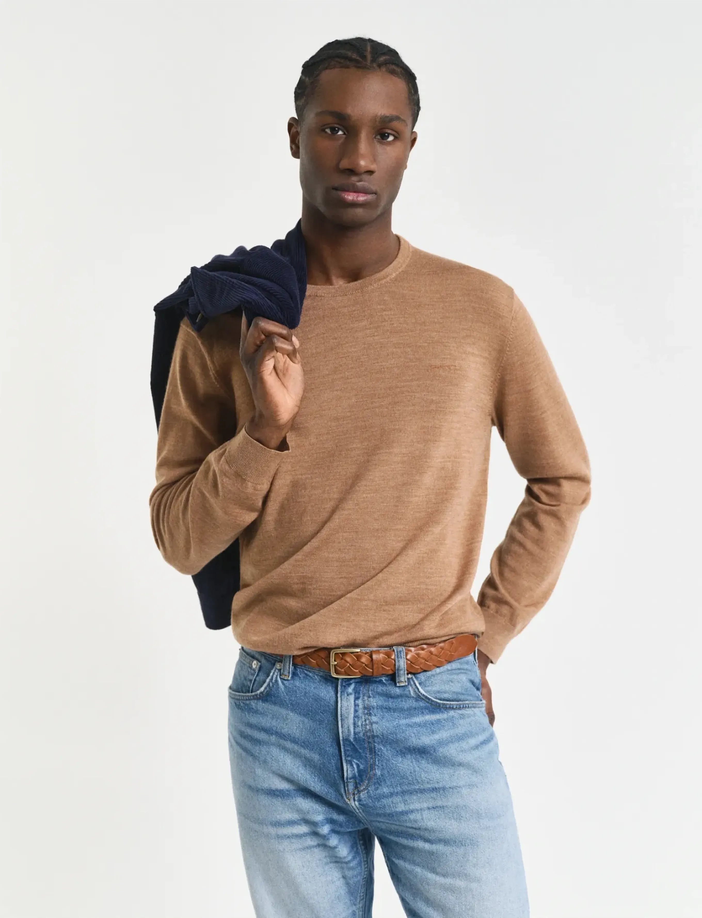 Gant EXTRAFINE MERINO WOOL C-NECK - Osta tyylin mukaan - DK. SAND MELANGE / brown