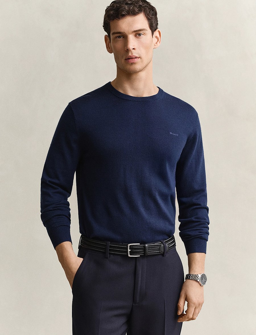 Gant - EXTRAFINE MERINO WOOL C-NECK - rundhals - marine - 0