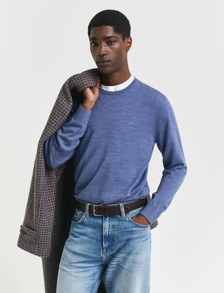 Gant - EXTRAFINE MERINO WOOL C-NECK - rundhals - stone blue melange - 0