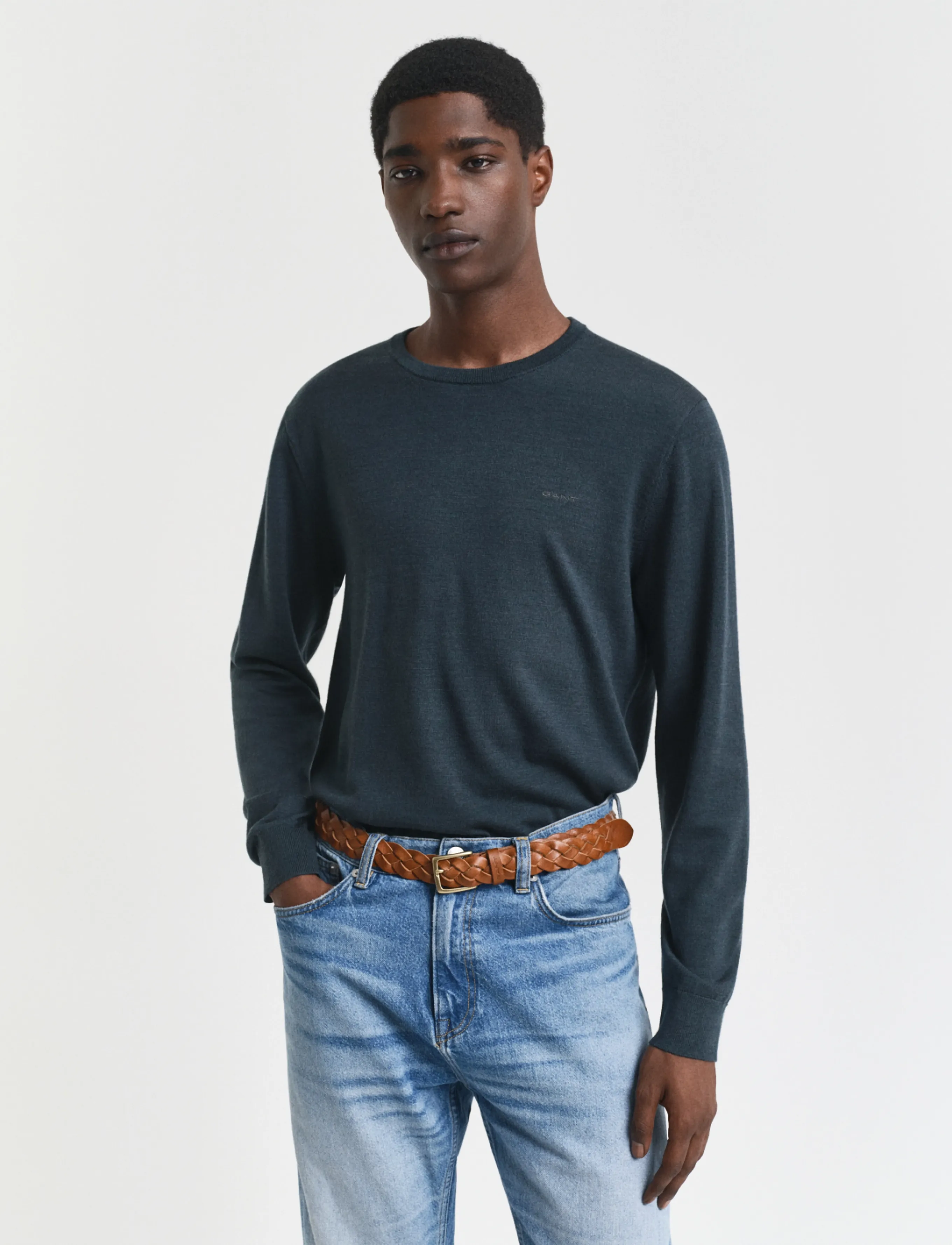 Gant - EXTRAFINE MERINO WOOL C-NECK - Ümara kaelusega - tartan green - 0