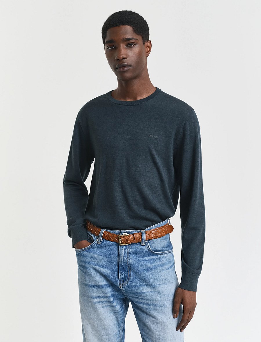 Gant - EXTRAFINE MERINO WOOL C-NECK - Ümara kaelusega - tartan green - 0