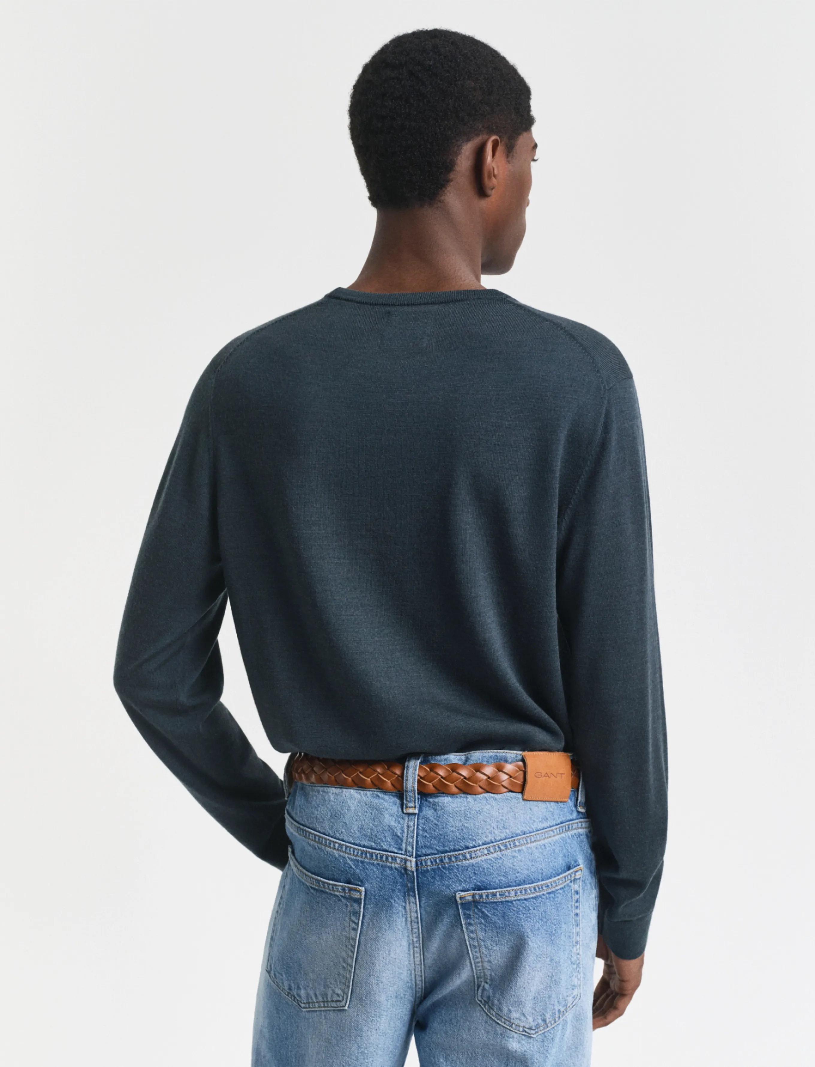 Gant Extrafine Merino Wool C-Neck stickade tröjor herr – bild 2