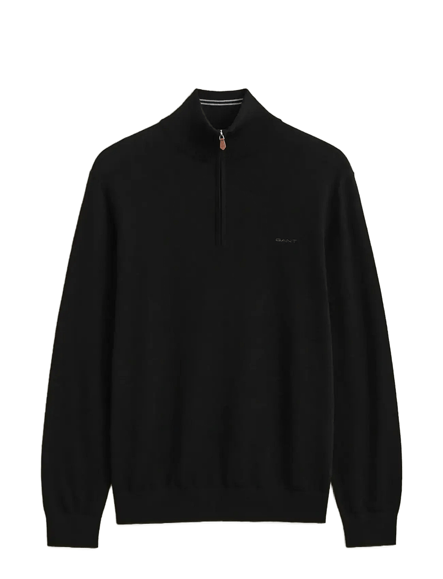 Gant - EXTRAFINE MERINO WOOL HALF ZIP - pullover mit halbem reißverschluss - black - 1