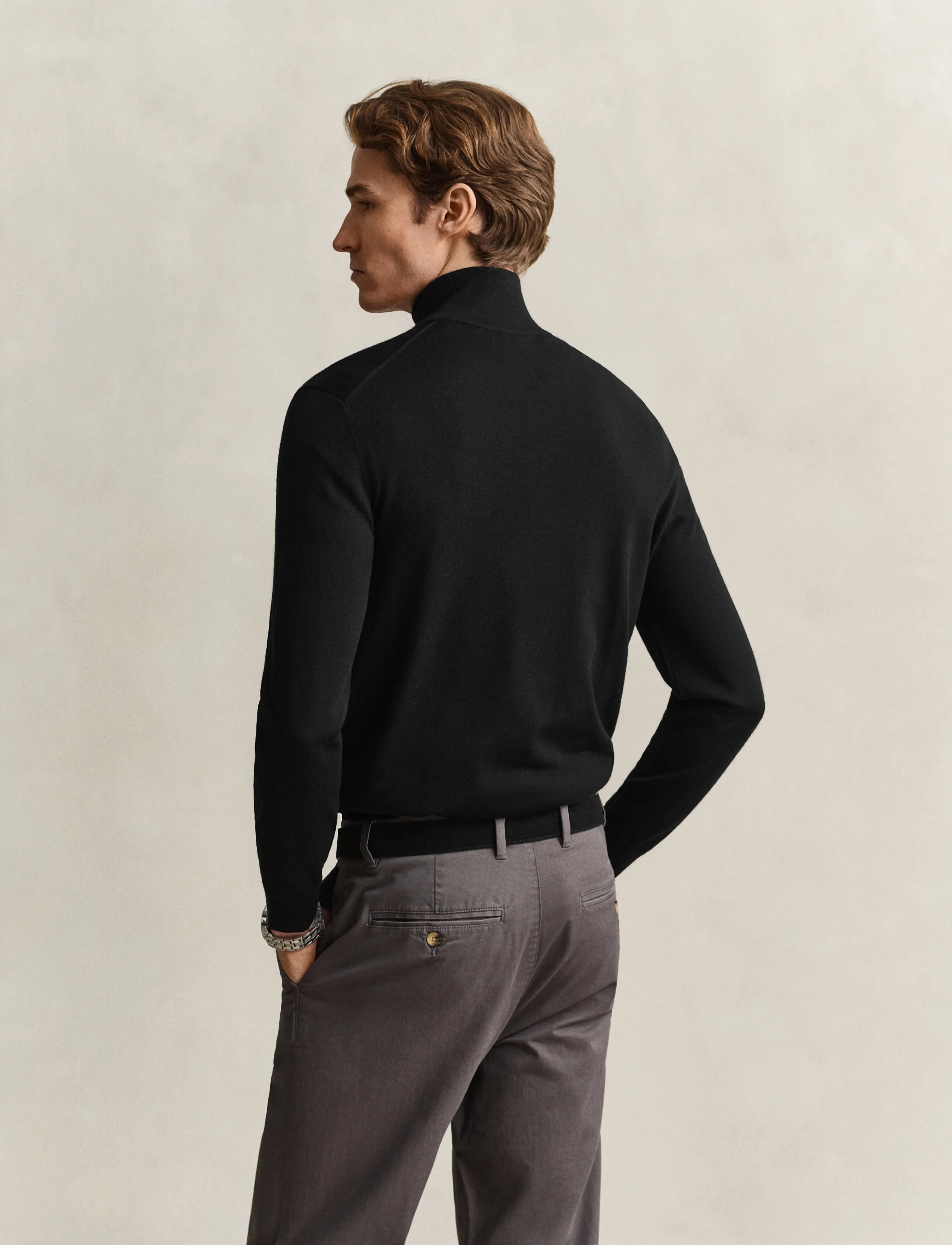 Gant - EXTRAFINE MERINO WOOL HALF ZIP - half zip jumpers - black - 2