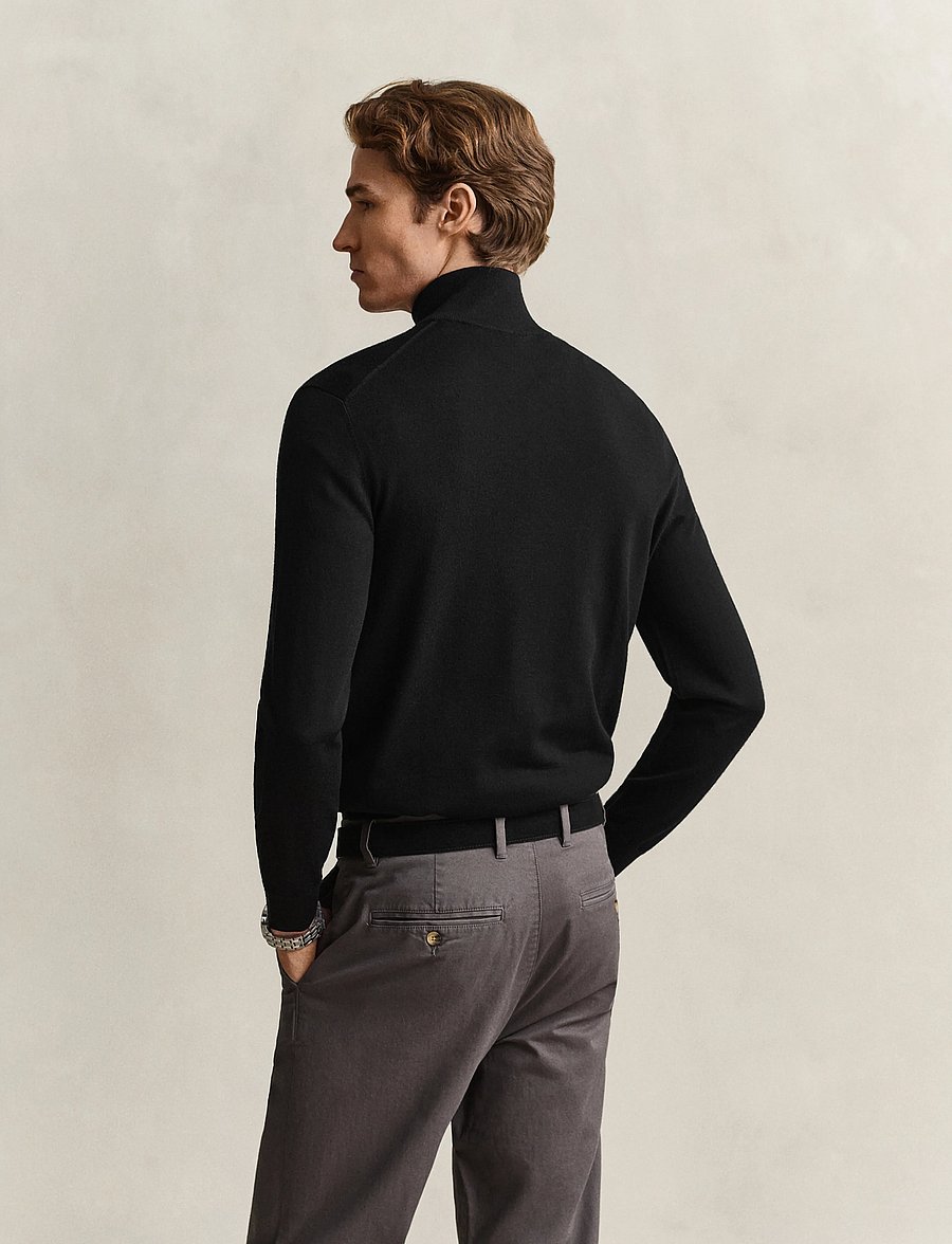 Gant - EXTRAFINE MERINO WOOL HALF ZIP - half zip jumpers - black - 2