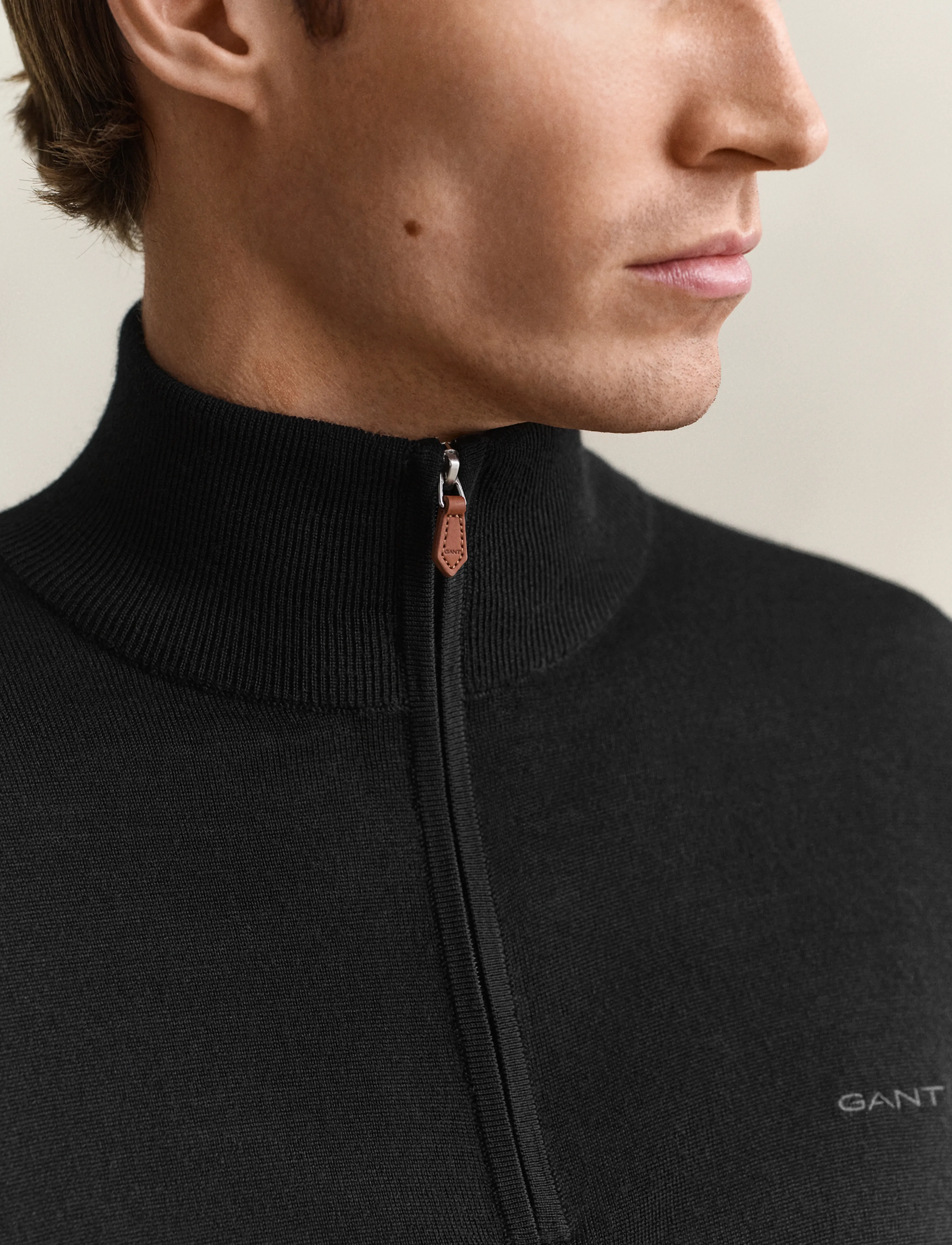 Gant - EXTRAFINE MERINO WOOL HALF ZIP - half zip jumpers - black - 5