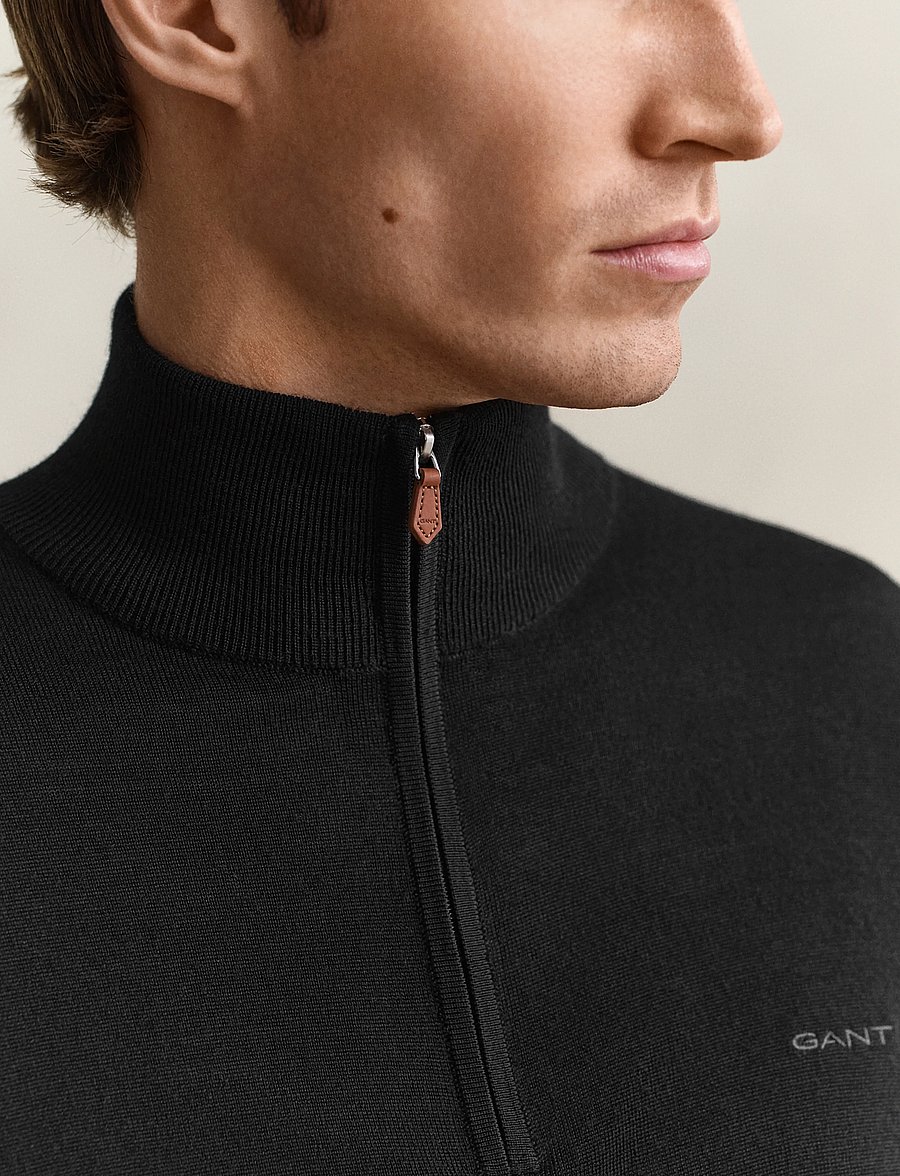 Gant - EXTRAFINE MERINO WOOL HALF ZIP - half zip jumpers - black - 5