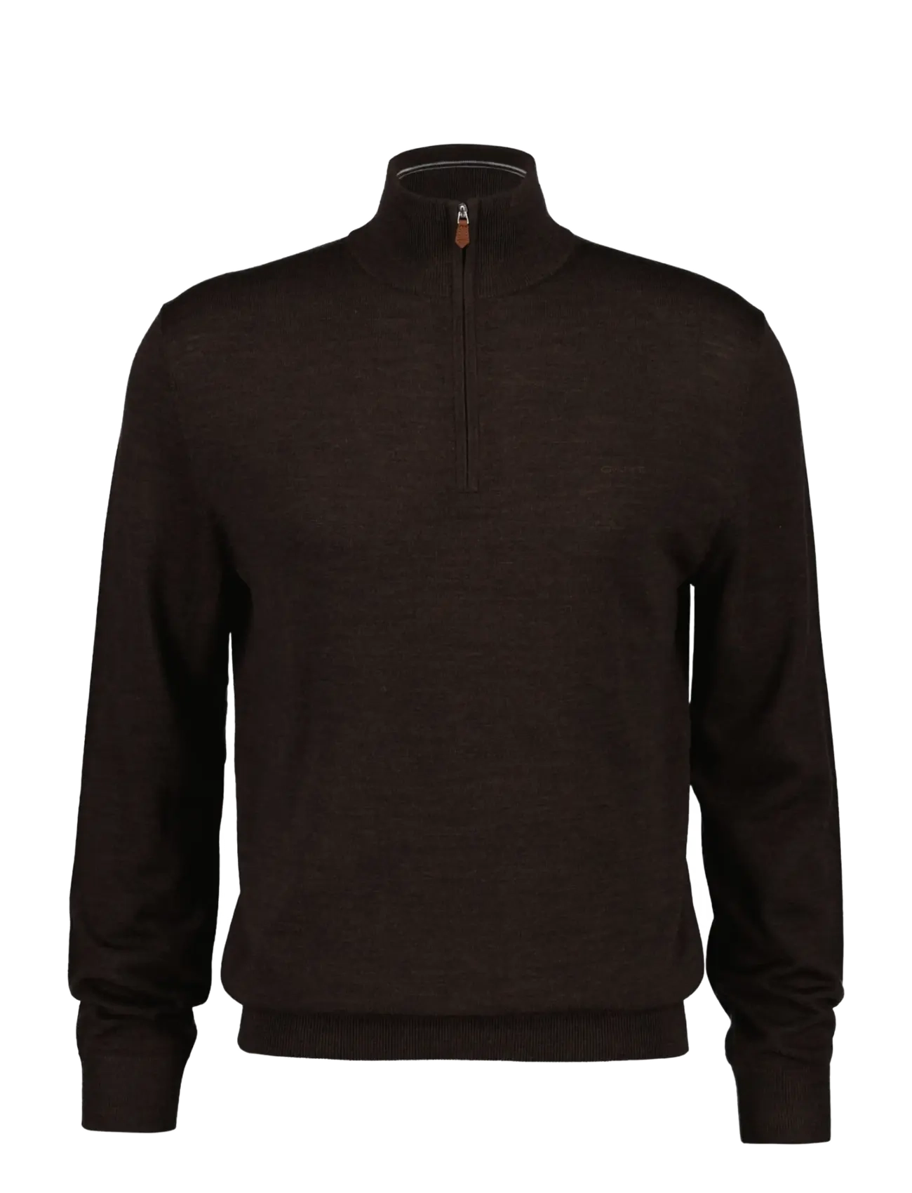 Gant EXTRAFINE MERINO WOOL HALF ZIP - Strickmode - BLACK BROWN MELANGE / brown