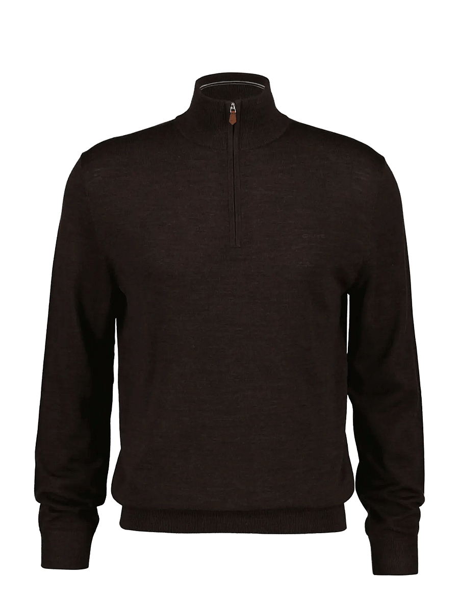 Gant - EXTRAFINE MERINO WOOL HALF ZIP - pullover mit halbem reißverschluss - black brown melange - 0