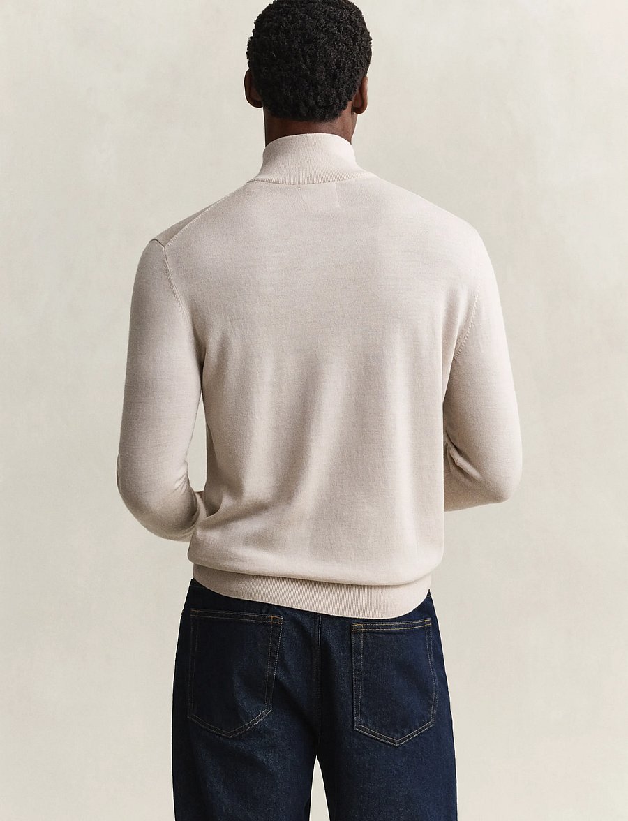 Gant - EXTRAFINE MERINO WOOL HALF ZIP - pullover mit halbem reißverschluss - clay beige - 2