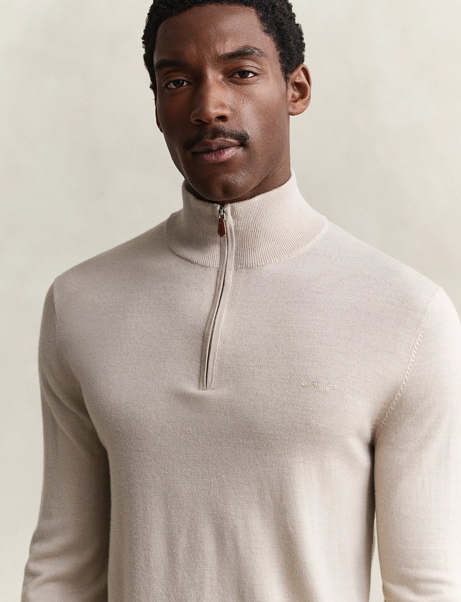 Gant - EXTRAFINE MERINO WOOL HALF ZIP - pullover mit halbem reißverschluss - clay beige - 3