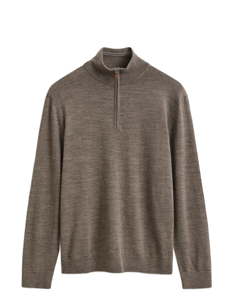 Gant - EXTRAFINE MERINO WOOL HALF ZIP - pullover mit halbem reißverschluss - dark hazelnut melange - 1