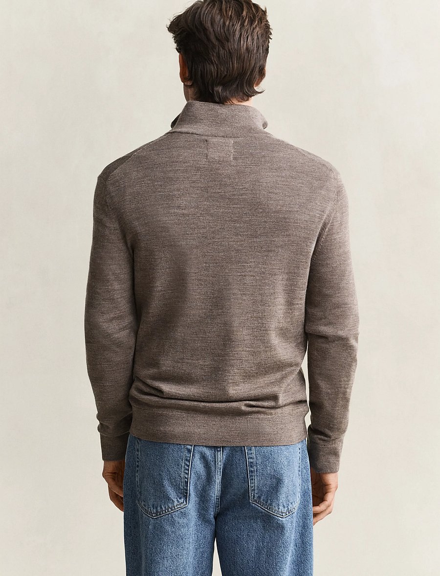 Gant - EXTRAFINE MERINO WOOL HALF ZIP - pullover mit halbem reißverschluss - dark hazelnut melange - 2