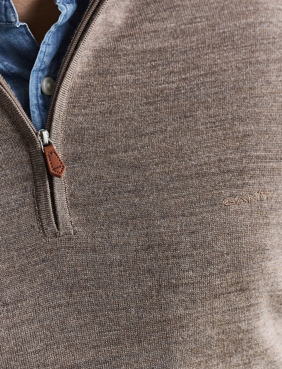Gant - EXTRAFINE MERINO WOOL HALF ZIP - pullover mit halbem reißverschluss - dark hazelnut melange - 3