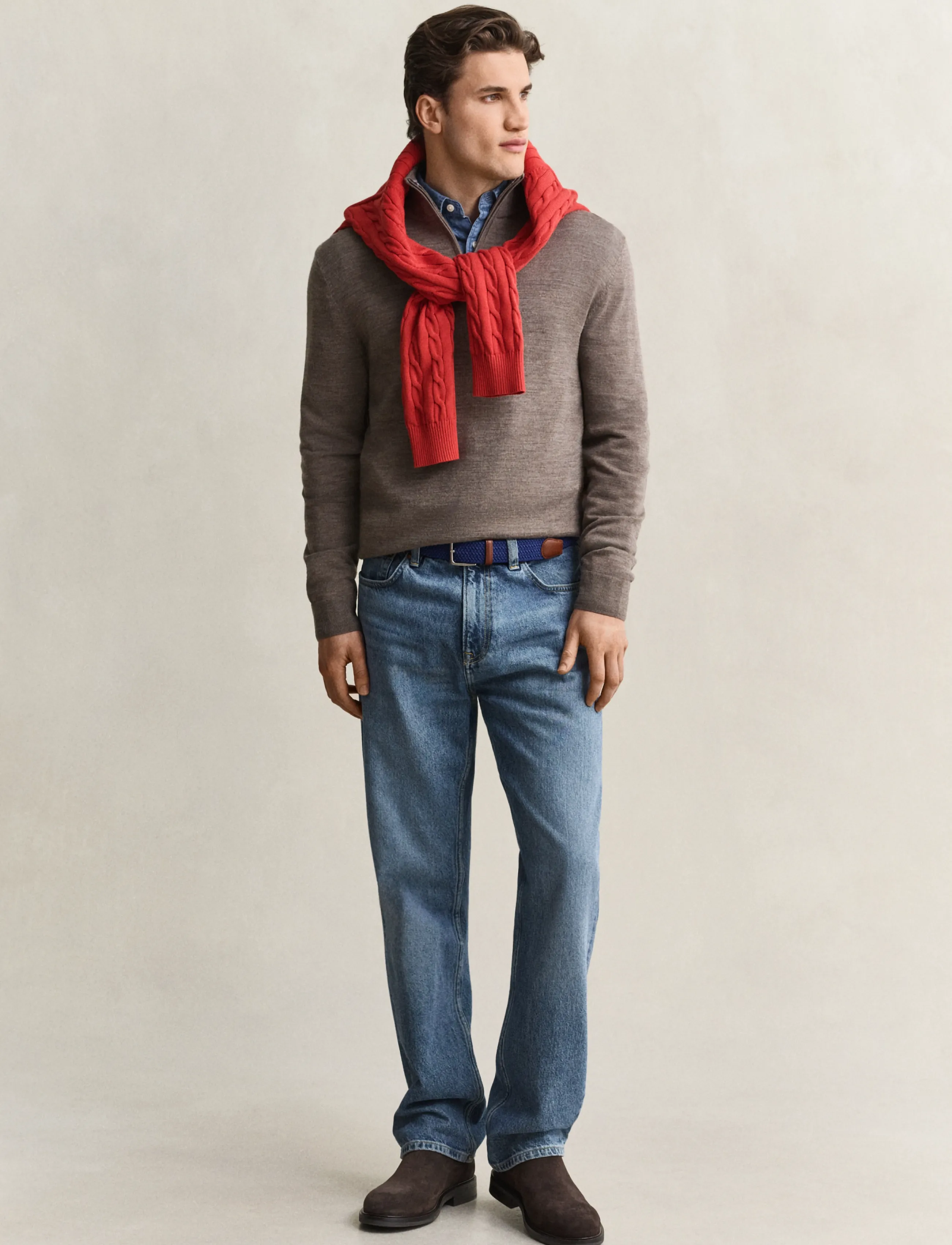 Gant - EXTRAFINE MERINO WOOL HALF ZIP - poolpika lukuga džemprid - dark hazelnut melange - 4