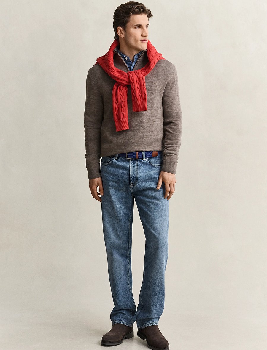 Gant - EXTRAFINE MERINO WOOL HALF ZIP - pullover mit halbem reißverschluss - dark hazelnut melange - 4