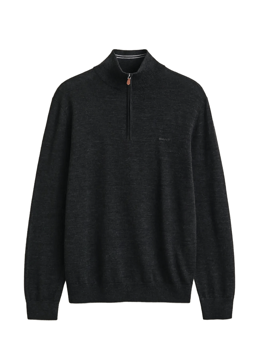 Gant - EXTRAFINE MERINO WOOL HALF ZIP - poolpika lukuga džemprid - dk charcoal melange - 1