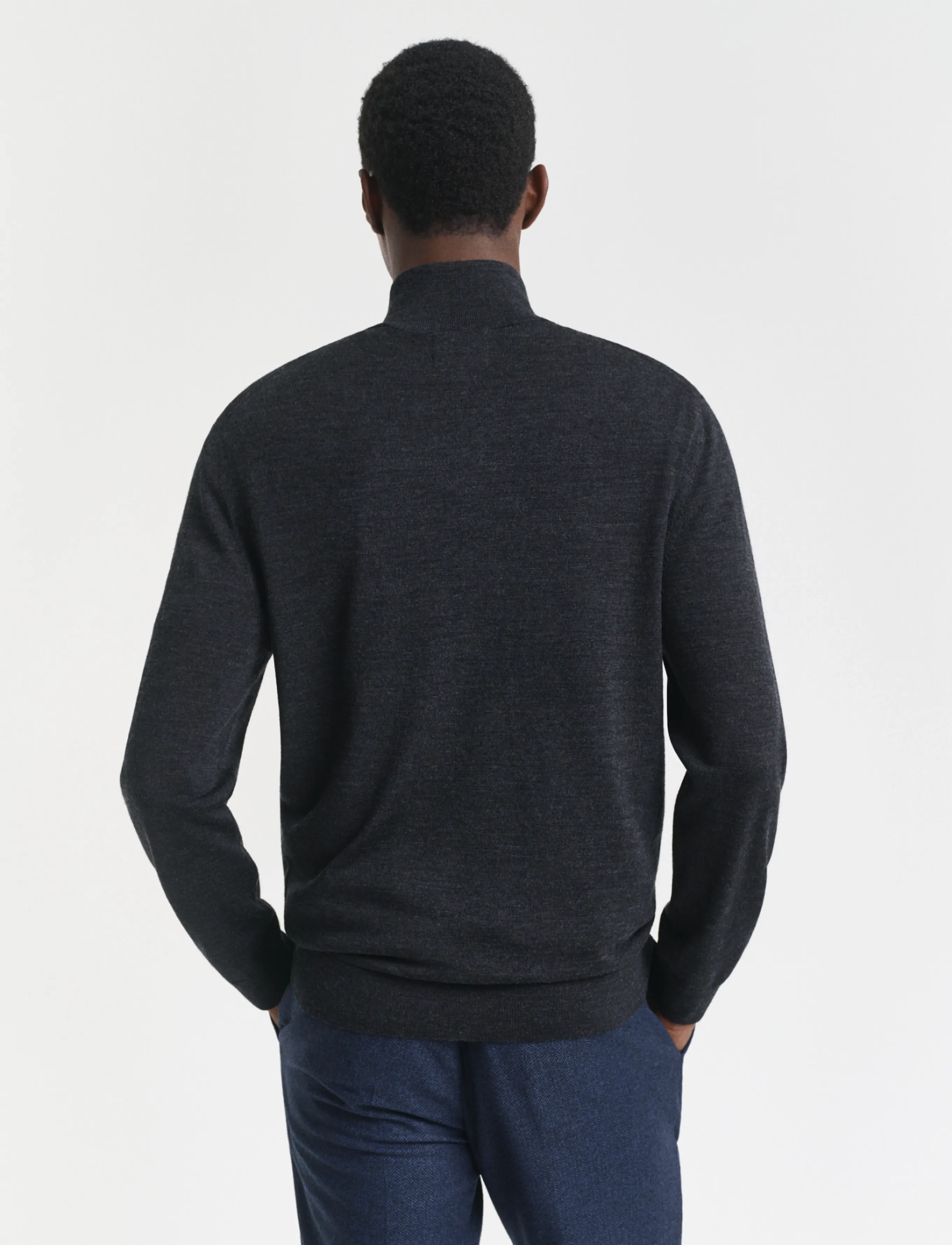 Gant Extrafine Merino Wool Half Zip stickade tröjor herr – bild 2