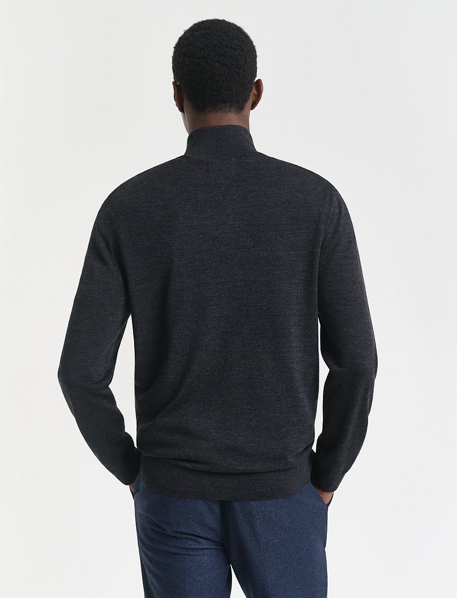 Gant - EXTRAFINE MERINO WOOL HALF ZIP - poolpika lukuga džemprid - dk charcoal melange - 2