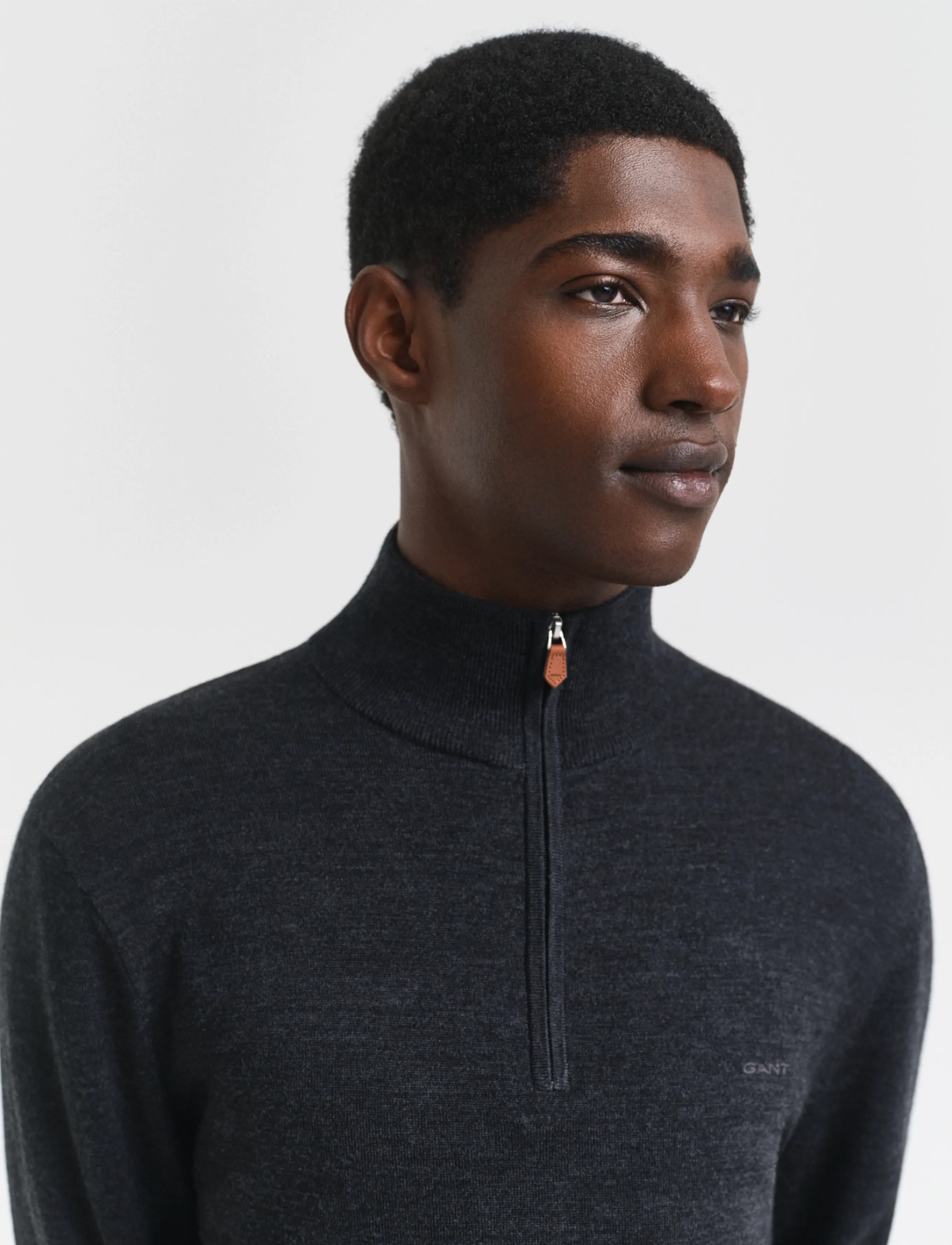 Gant - EXTRAFINE MERINO WOOL HALF ZIP - poolpika lukuga džemprid - dk charcoal melange - 3