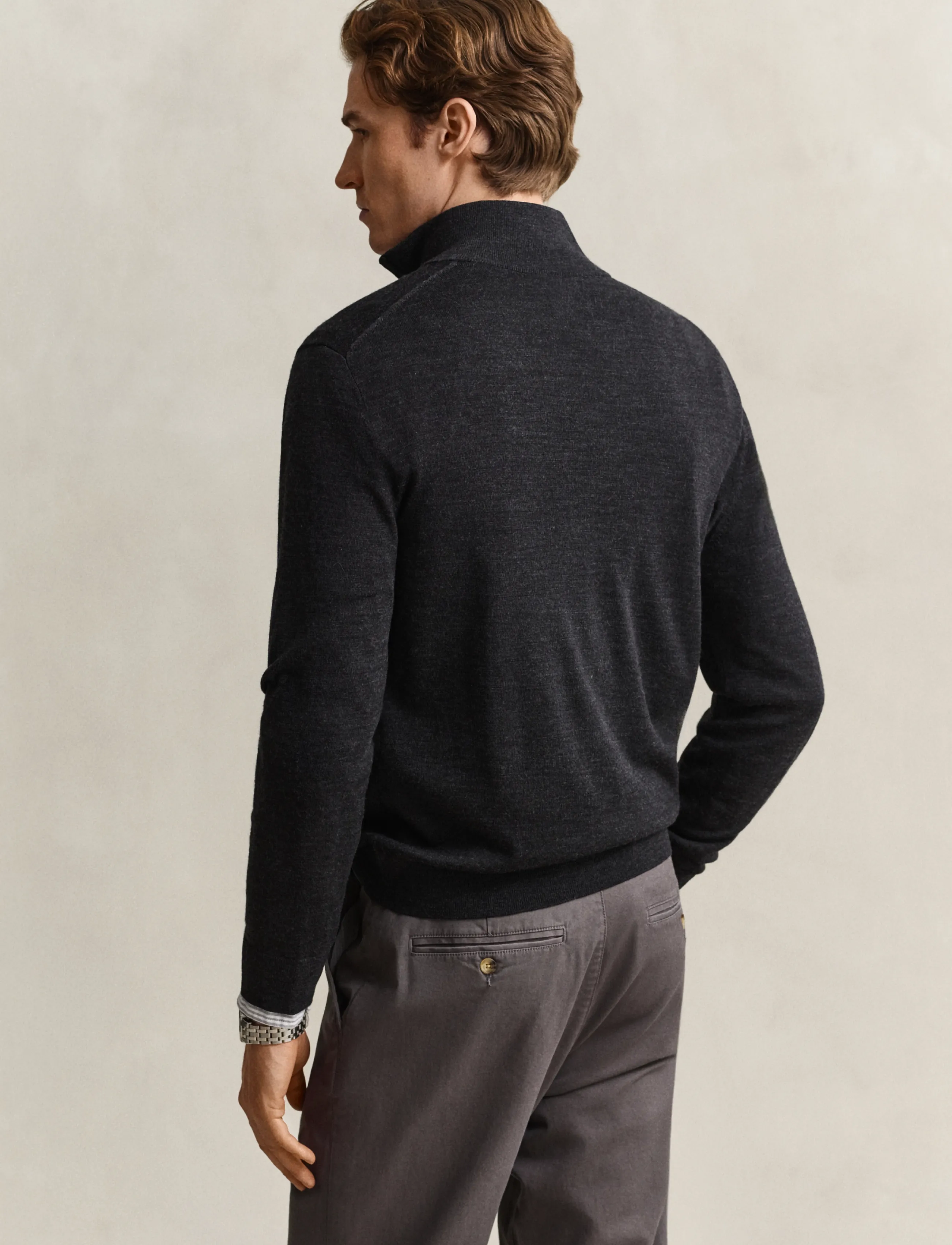 Gant Extrafine Merino Wool Half Zip stickade tröjor herr – bild 6